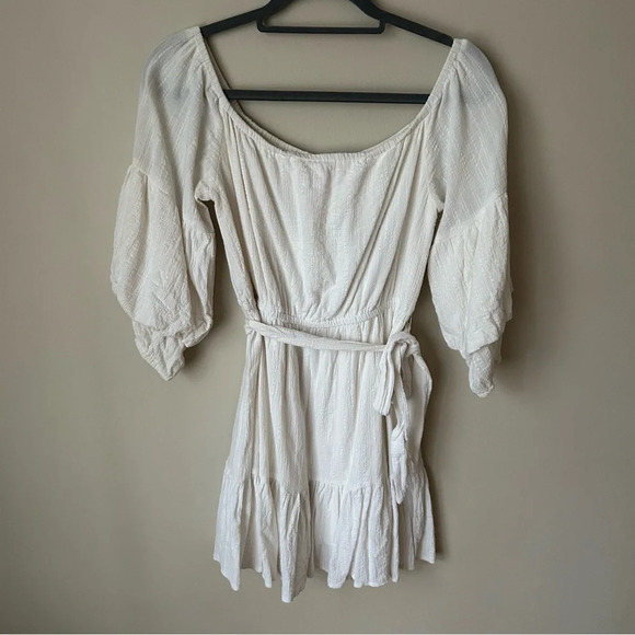 Showpo Getting It Right The First Time Off Shoulder Mini Dress White Size 8 - Picture 2 of 6